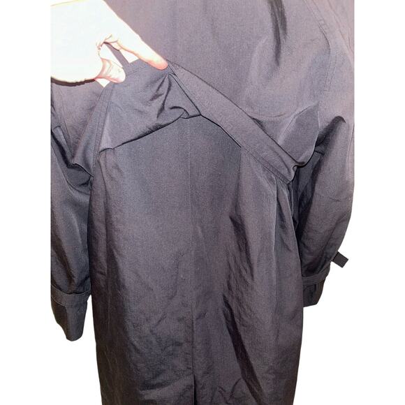 London Fog Trench Coat Black Removable Paisley Liner Double Breasted Sz 10‎ - Picture 6 of 15